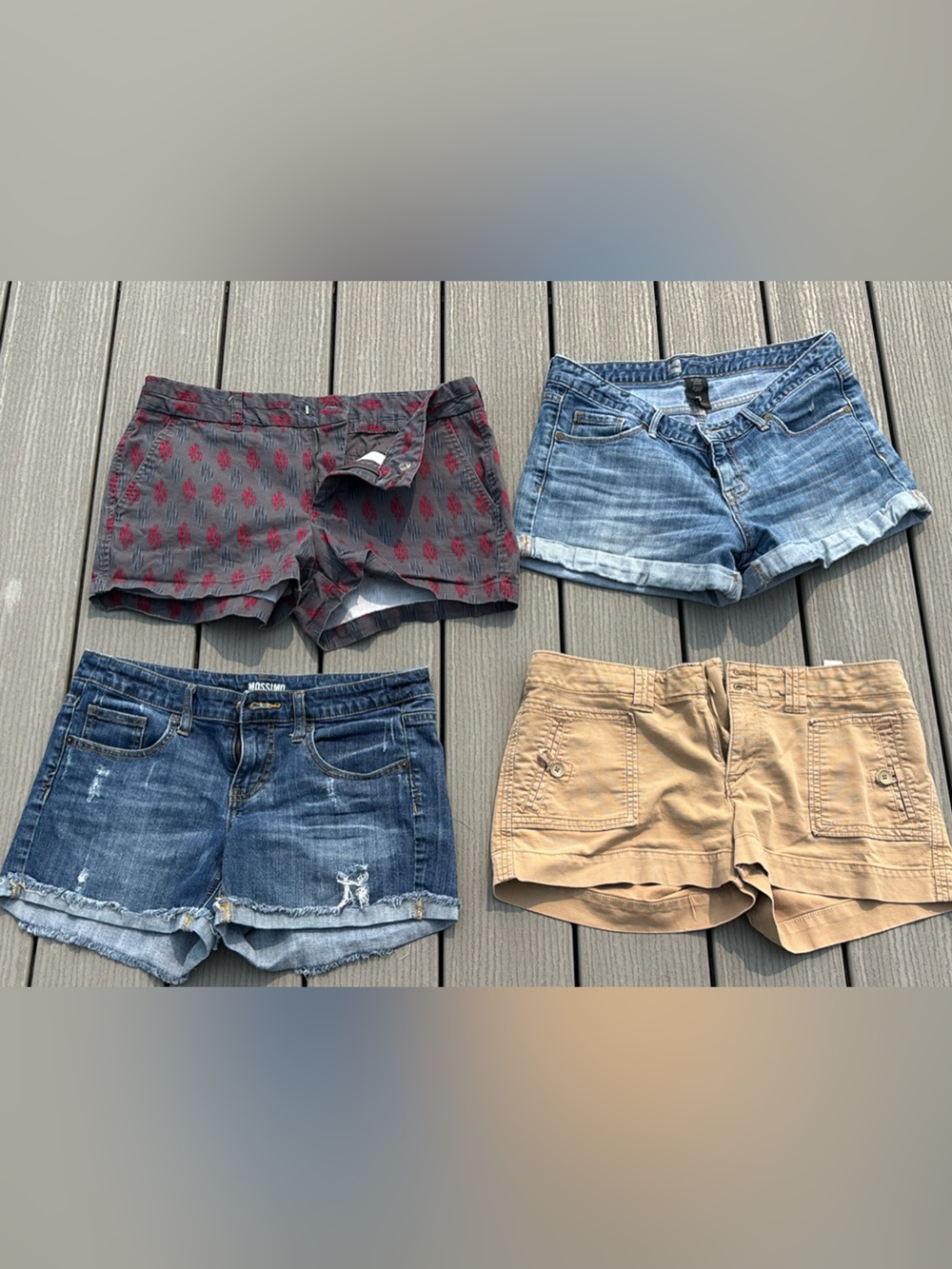 Lot of 4 Women's Casual Shorts - Denim, Khaki, Printed